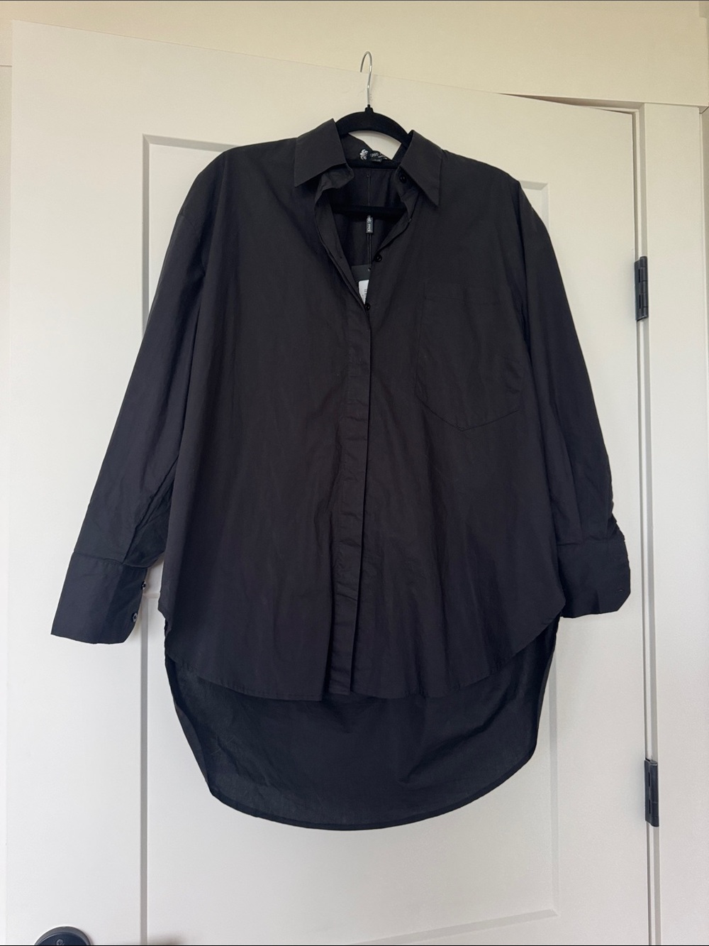 Black Button-Up High-Low Shirt